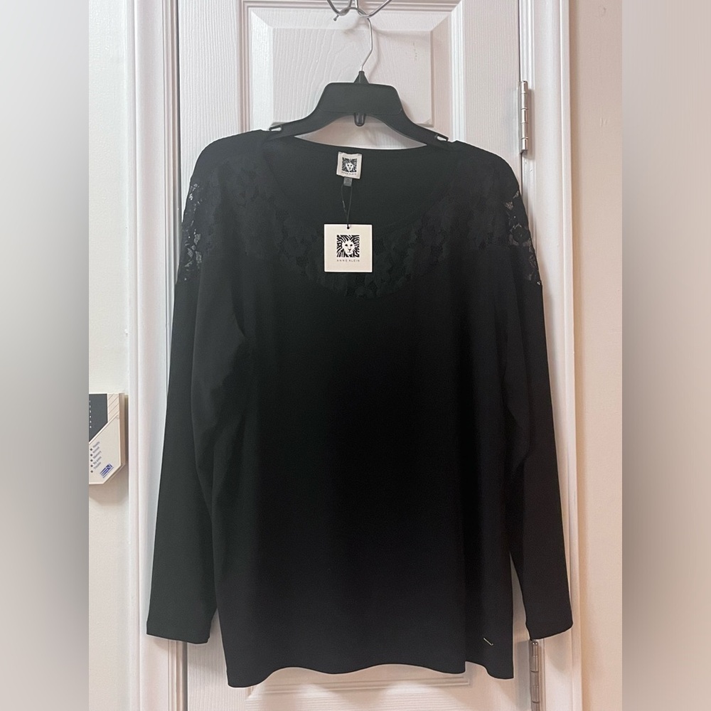 Anne Klein Elegant Black Lace Women's Top Size XL NWT